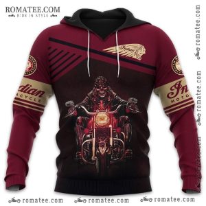 Indian Motorcycle Skull Rider Hoodie with Vintage Design and Bold Graphics