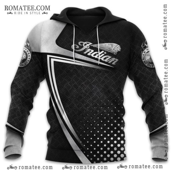 Indian Motorcycle Tribal Design Hoodie Black and Silver with Logo