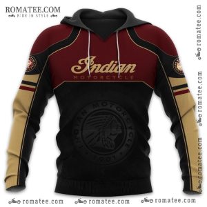 Indian Motorcycle Vintage Hoodie with Bold Logo and Retro Color Block Design