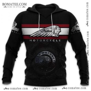 Indian Motorcycle Vintage Hoodie with Iconic Logo and Bold Stripes Design