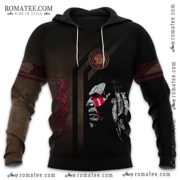 Indian Warrior Graphic Hoodie with Feather and Tribal Art Design