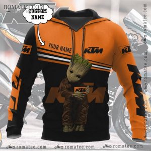 KTM Custom Name Hoodie with Groot Graphic Art and Bold Racing Design