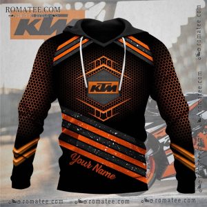 KTM Customizable Hoodie with Honeycomb Pattern and Bold Orange Accents