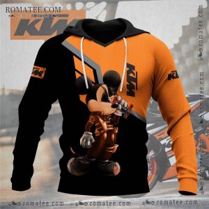 KTM Mickey Mouse Steampunk Hoodie – Black and Orange Biker Apparel