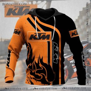 KTM Orange Black Flame Graphic Hoodie for Motorsports Fans