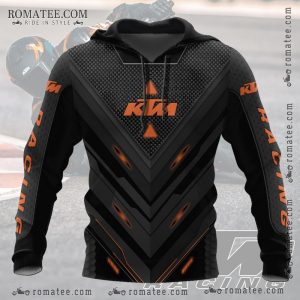 KTM Racing Carbon Fiber Design Hoodie – Black and Orange Motorcycle Apparel