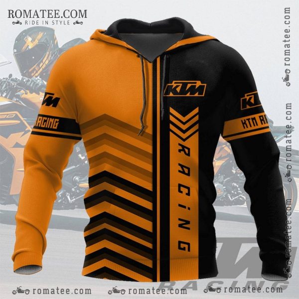 KTM Racing Chevron Pattern Orange Black Hoodie Motorcycle Apparel