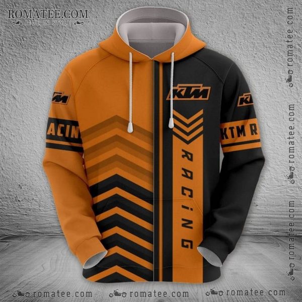 KTM Racing Chevron Pattern Orange and Black Hoodie