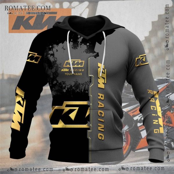 KTM Racing Custom Hoodie with Bold Graphics and Modern Split Design