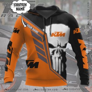 KTM Racing Custom Hoodie with Skull Graphic and Bold Orange Design