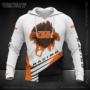 KTM Racing Graphic Hoodie with Bold Flame Design and Dynamic Color Contrast