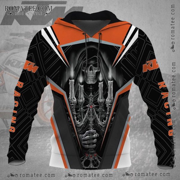 KTM Racing Grim Reaper Hoodie with Candelabrum Geometric Design