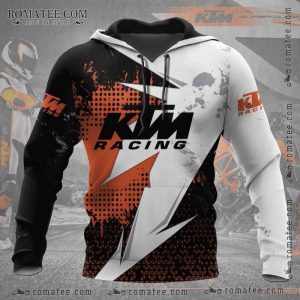 KTM Racing Hoodie – Black, White, and Orange Abstract Design with Logos