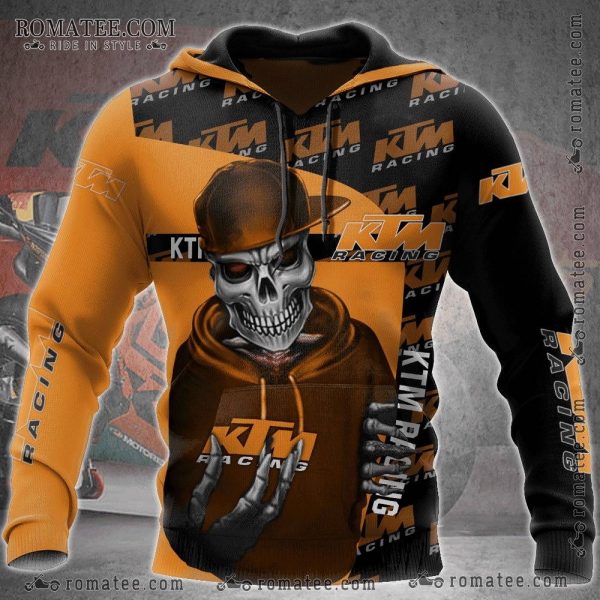 KTM Racing Hoodie – Bold Orange and Black Graphic Design with Layered Visual Effect