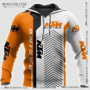 KTM Racing Hoodie – Chevron Patterns, Logos, Orange, Black, White