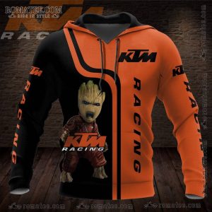 KTM Racing Hoodie with Baby Groot Design – Orange and Black