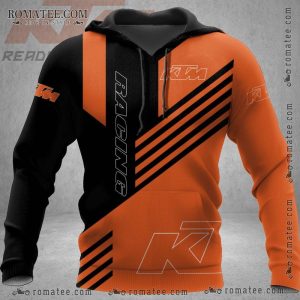 KTM Racing Hoodie with Black Stripes and Bold Orange Design