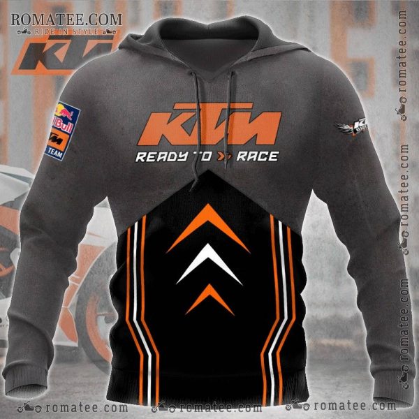 KTM Racing Hoodie with Chevron Design and Red Bull KTM Team Logo