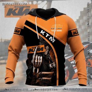 KTM Racing Hoodie with Grim Reaper, Skeleton Hand, and Custom Name Option