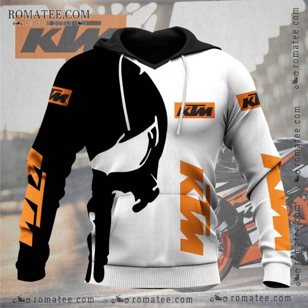 KTM Racing Hoodie with Helmet Graphic and Bold Orange Accents