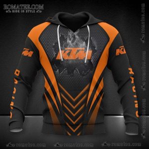 KTM Racing Hoodie with Honeycomb Pattern and Orange Accents