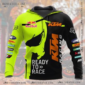 KTM Racing Hoodie with Red Bull Graphics and Bold Neon Design