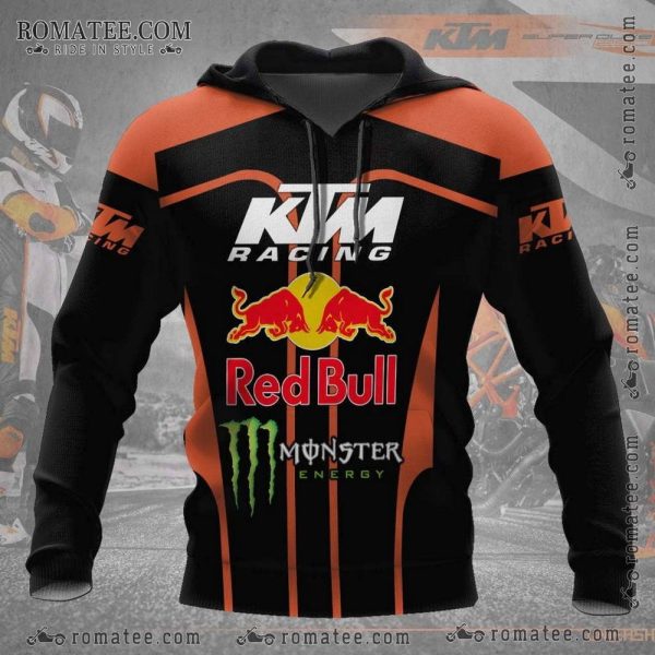 KTM Racing Hoodie with Red Bull and Monster Energy Graphics