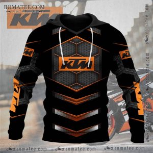 KTM Racing Inspired Graphic Hoodie with Hexagonal Design and Bold Logo