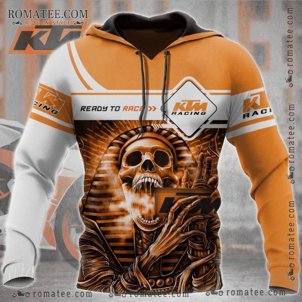 KTM Racing Skeleton Pharaoh Hoodie – Ready to Race Egyptian Skull Design