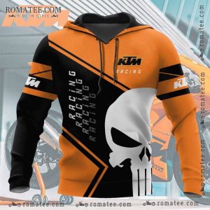 KTM Racing Skull Graphic Hoodie with Bold Orange and Black Design