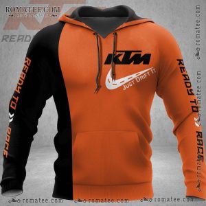 KTM Ready to Race Orange Black Hoodie with Just Drift It Slogan