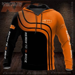 KTM Ready to Race Orange and Black Hoodie with Bold Graphics and Logo