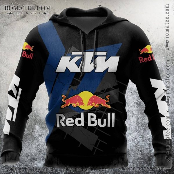 KTM Red Bull Racing Hoodie – Black and Blue Geometric Design