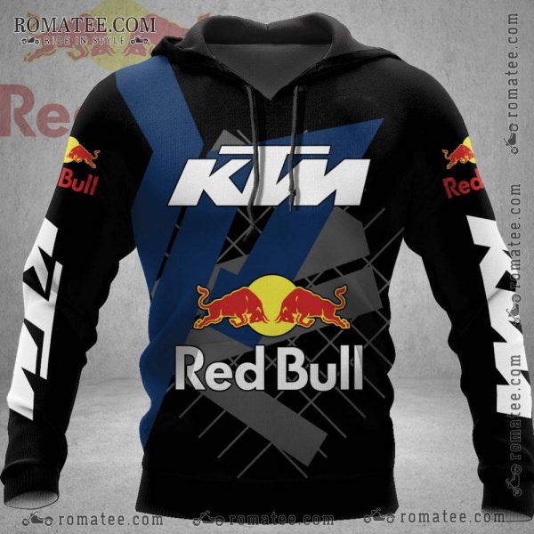 KTM Red Bull Racing Hoodie – Geometric Blue and Black Design