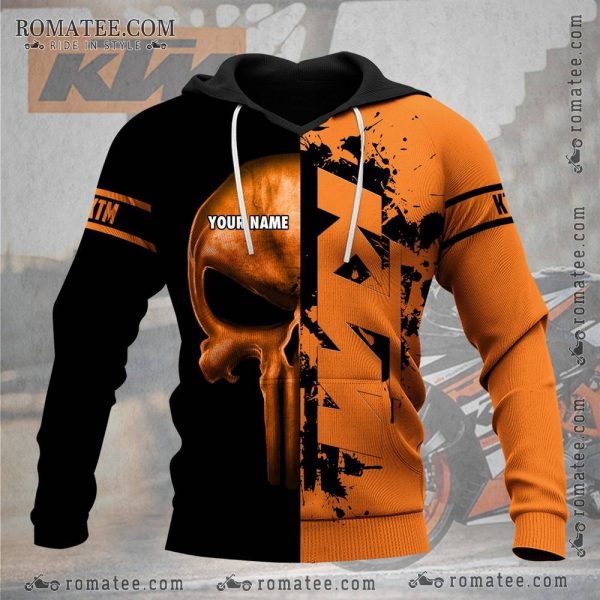 KTM Skull Graphic Hoodie with Custom Name Personalization and Bold Design Elements