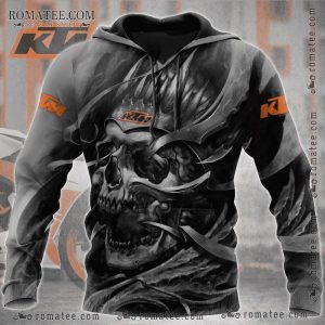 KTM Skull Graphic Hoodie with Dark Artistic Design and Bold Motocross Theme