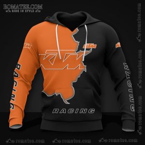 KTM Split Color Racing Hoodie – Orange and Black with Logo and Bold Sleeve Design