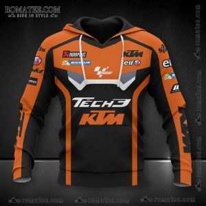 KTM Tech3 Racing Hoodie MotoGP Orange Black Akrapovic Michelin Sponsor Logos.