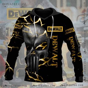 Lightning Skull Punisher Dewalt Hoodie – Electric Design with Bold Skull Art and Lightning Effects