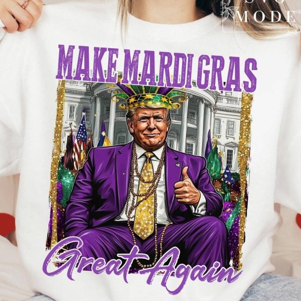 Mardi Gras Patriotic Caricature Sweatshirt – Make Mardi Gras Great Again