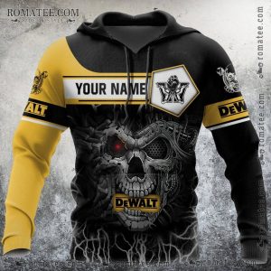 Mechanic Skull Dewalt Personalized Hoodie – Custom Name, Graphic Art, Industrial Design