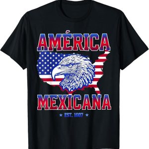 Mexican American Pride T-Shirt with Eagle and Flag Design