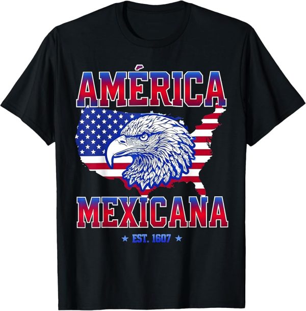 Mexican American Pride T-Shirt with Eagle and Flag Design