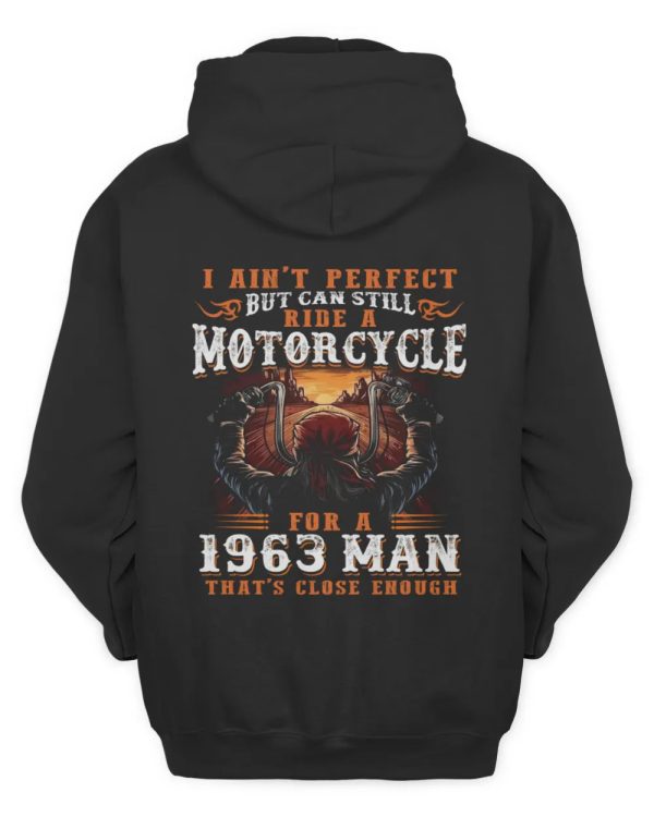 Motorcycle Art Hoodie for 1963 Man – Vintage Rider Design with Bold Graphics