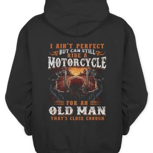 Motorcycle Rider Hoodie – Retro Sunset Graphic Biker Design for Old Men