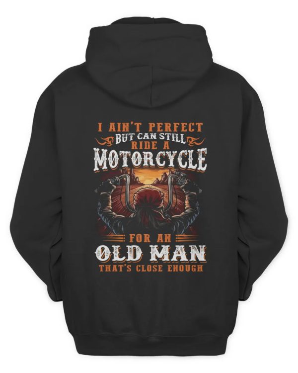 Motorcycle Rider Hoodie – Retro Sunset Graphic Biker Design for Old Men