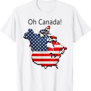 Oh Canada! USA Flag Map Graphic Tee for Patriotic Canadian-American Pride