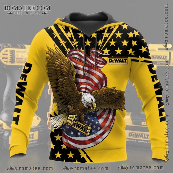 Patriotic Eagle American Flag Dewalt Hoodie with Bold Graphic Design