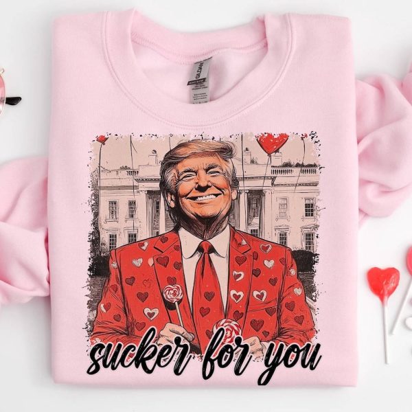 Pink Valentine’s Day Sweatshirt with Heart Suit and Lollipop Design