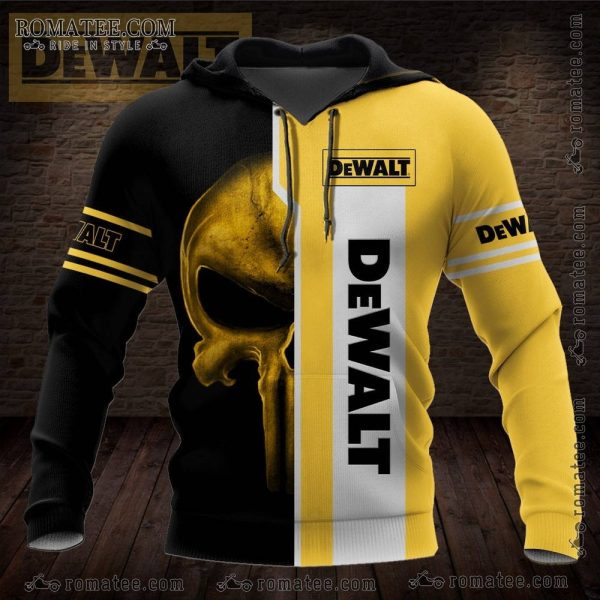 Punisher Skull Meets DeWalt – Bold Black and Yellow Graphic Hoodie